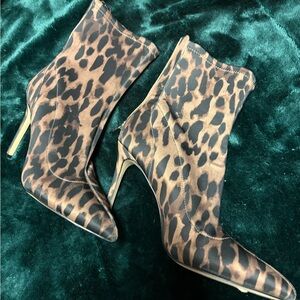 Jewel - Leopard Print Stiletto Ankle Boots